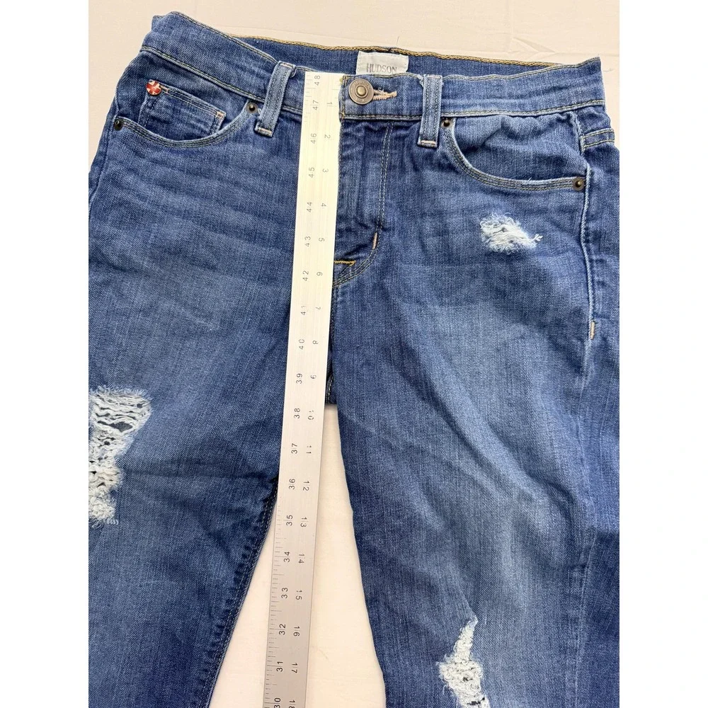 Hudson‎ Skinny Jeans Womens 25 Blue Med Wash Mid Rise Distressed 25x28.5 Denim